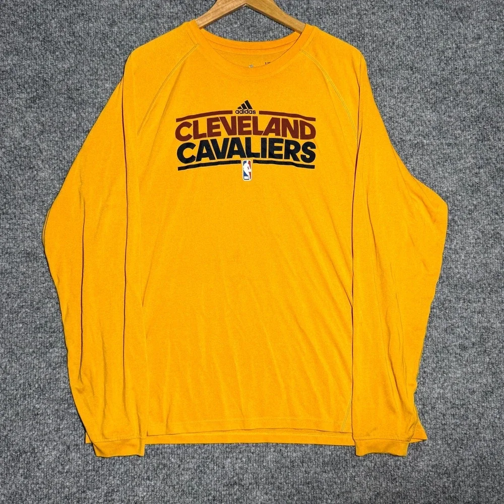 Cleveland Cavaliers NBA Adidas Long Sleeve Shooting Shirt Yellow Men's Size XL